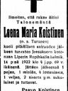 Record image of Leena Maria Mikontytär Koistinen (born Turunen)