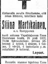 Record image of Stiina Tahvontytär Martikainen (born Romppanen)