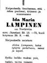 Record image of Ida Maria "ent. Hautapakka" Lampinen (born Nordström)