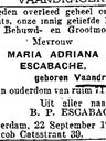 Record image of Maria Adriana Escabache (geboren Vaandrager)