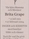 Record image of Brita Grape (born Liljestrand)