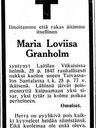 Record image of Maria Lovisa (Maria Lovisa Efraimsdotter Liivottu Nikula Hänikälä Hännikkälä Granholm) Granholm Efraimsdotter (o.s. Nikula)