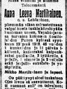 Record image of Anna Hulkko (o.s. Lehikoinen)