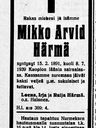 Record image of Mikko Arvid Paavonpoika 