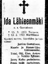Record image of Ida Lyydia Sjöman (born Gustafsson)