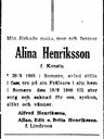 Record image of Alina Henriksson (o.s. Konsin)