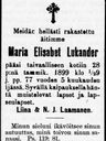 Record image of Maria Elisabet Lukander (o.s. Kankkunen)