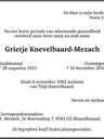 Record image of Grietje "Gre" KNEVELBAARD (born Mezach)