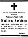 Record image of Mariana Koskinen (o.s. Mikkelintytär / Michelsdotter)