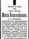 Record image of Maria Heikintytär Rummukainen (o.s. Antikainen)
