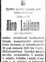 Record image of Aina Laitinen (born Hyvärinen)
