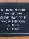 Record image of Olive May COLE (born SPROXTON)