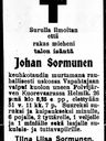 Record image of Johan (Juho) Juhonpoika Sormunen