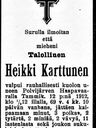 Record image of Juho Heikki (Herkko) Heikinpoika Karttunen