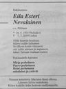 Record image of Eila Esteri Paavontytär Nevalainen (born Pölönen)