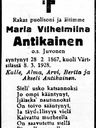 Record image of Maria Vilhelmina Niilontytär Antikainen (o.s. Korhonen, Juvonen)