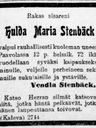 Record image of Hulda Maria Juhontytär Stenbäck