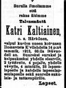 Record image of Carin (Caisa, Kaisa) Huotari - Pikkarainen - Kuosmanen - Cuosmanen (o.s. Härkönen)