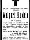 Record image of Valpuri Juhontytär Ruohia (born Kemppi)