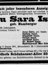 Record image of Sara Isaac (geb. Bamberger)