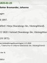 Record image of Johanna Bromander (born Andersdotter)