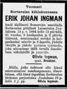 Record image of Pastori Erik Johan Ingman