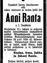 Record image of Anna Ranta (born Jaakola)
