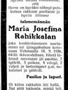 Record image of Maria Josefina Johantytär Rahikkala (born Kivijärvi)