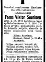 Record image of Frans Viktor Juhonpoika Saarinen