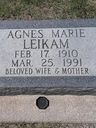 Record image of Agnes Marie Leikam (born Schumacher)