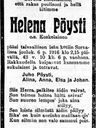 Record image of Helena Joakimintytär Pöysti (born Koskelainen)