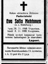 Record image of Eva Ewa Sofia Mehtonen (o.s. Ståhlberg)