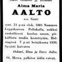 Record image of Alma Maria Aalto* e. Lindholm (born Stenholm)
