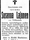Record image of Susanna Antintytär Lajunen (born Tiilikainen)