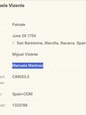Record image of Maria Manuela Moreno (nacida Vicente Martinez)