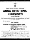 Record image of Anna Kristiina/ Stiina Kuusinen ent. Gröhn (o.s. Kotilainen)
