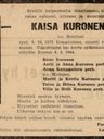 Record image of Kaisa Antintytär Kuronen (o.s. Kontturi)