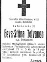 Record image of Eeva Stina Toivanen (born Pehkonen)