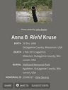 Record image of Anna B (Karoline) McHugh Kruse (geb. Riehl)