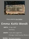 Record image of Emma A Wendt (geb. Kohls)