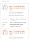 Record image of Maria Filomena Araneda Albarran (nacida Jimenez Lara)