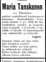 Record image of Maria Heikintytär Tanskanen (o.s. Tukiainen)