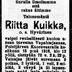 Record image of Riitta Juhontytär Kuikka (o.s. Hyvärinen)