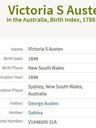 Record image of Victoria Sabina Ingram (born Austin / Austen)