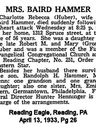 Record image of Charlotte Rebecca "Lottie" Hammer (born Huber)