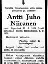 Record image of Antti Juho Juhonpoika Niiranen