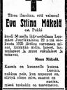 Record image of Eeva Stiina Eliaksentytär Mäkelä (born Munne, Pukki)