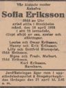 Record image of Sophia Amalia Augusta Eriksson (o.s. af Uhr)