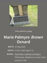 Record image of Marie Palmyre Oxnard (born Brown)