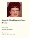 Record image of Deborah Ellen Ellsworth (nacida Brown)